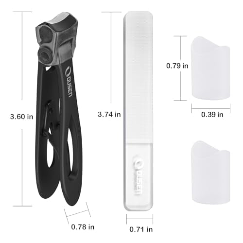 Nail Clippers with Catcher - Anti Splash Wide Jaw Opening Thick Toenail Clippers for Seniors | Self-Collecting Fingernail Cutter Heavy Duty Toe Nail Clippers for Men & Women | Black | L - color: Black (L)