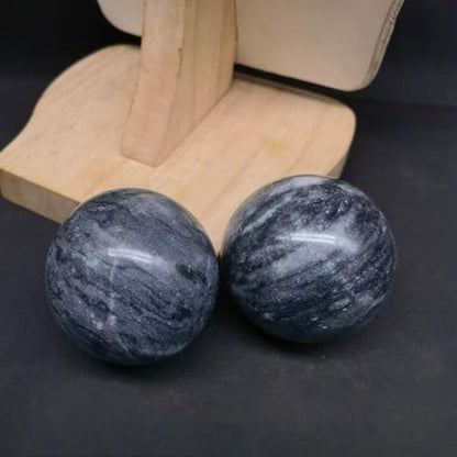 Traditional Chinese Baoding Balls, Marble Health Exercise Stress Relief Balls, Dark Grey, 2-Piece Set (Dark Grey, Small-1.38") - color: Dark Grey, size: Small-1.38"