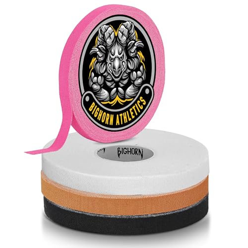 Bighorn Athletics Finger Tape, 0.3" x 45Ft, 4 Rolls, Black/White/Pink/Nude | Fingers & toes support in Jiu Jitsu, Rock Climbing, Running, MMA. EZ tear tape, Zinc oxide adhesive, peels off clean. - color: Black/White/Pink/Nude, size: 0.3-Inch