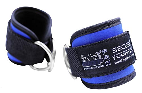 Ankle Straps for Cable Machines Double D-Ring Gym Adjustable Neoprene Premium Cuffs to Enhance Legs Abs & Glutes Kickbacks Workouts Leg Curls Extensions Booty Hip Abductors Exercise for Men & Women - color: Blue, size: Pair