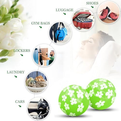 SCENTORINI Shoe Deodorizer Balls, Fresh Jasmine Scent * 6 Pack | Sneaker Deodorizer Balls Odor Eliminator, Long Lasting Shoe Fresheners for Smell Boots, Locker Gym Bag, Drawers, Small Spaces - size: 0.11 Ounce (Pack of 6)