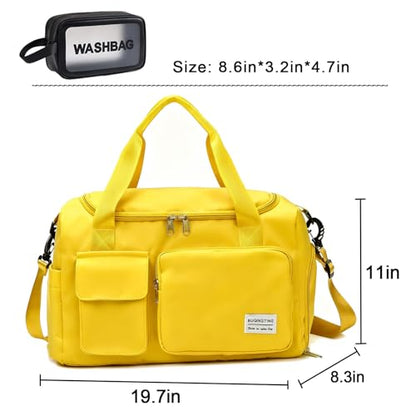 Small Gym Bag for Women, Travel Duffle Bag Carry On Weekender Bag with Shoe Compartment - color: 08#Yellow, style: Gym Bag&toiletry Bag