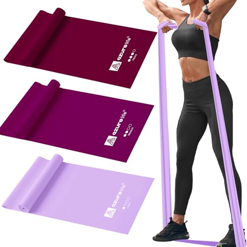 A AZURELIFE Resistance Bands,Professional Long Non-Latex Elastic Stretch Bands,Exercise Bands for Physical Therapy, Yoga, Pilates, Rehab, at-Home or The Gym Workouts, Strength Training - color: Purple, size: 5-FT