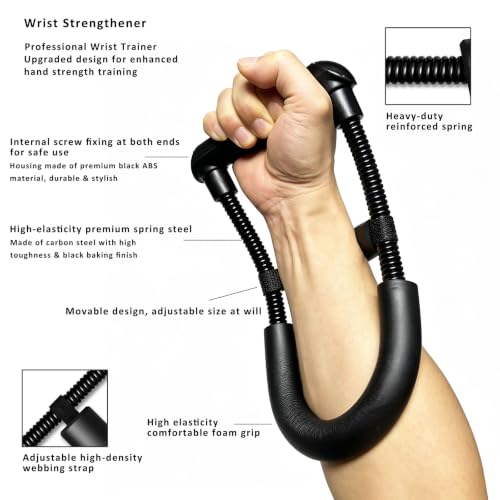 Hand Grip Strength Trainer Kit Wrist and Forearm Developer Strengthener - color: Pure Black