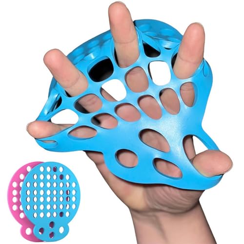 Blue Pink Finger Stretcher Hand Therapy Equipment Exerciser Finger Grip Strengthener Strength Trainer Gripper Set Hand Exercise Power Web with Dual Resistance Levels Exercise Guitar Rock Climbing2pcs