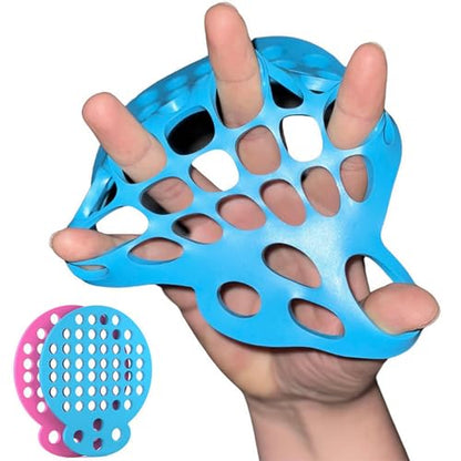 Blue Pink Finger Stretcher Hand Therapy Equipment Exerciser Finger Grip Strengthener Strength Trainer Gripper Set Hand Exercise Power Web with Dual Resistance Levels Exercise Guitar Rock Climbing2pcs