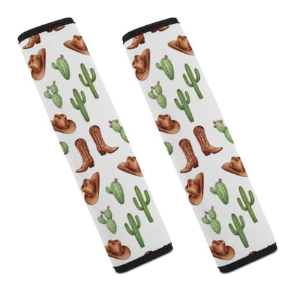Universal Soft and Comfortable Car Seat Straps Shoulder Pads for Girls and Boys, Most Cars, 1 Pair Western Cactus Cowboy Harness Pads Strap Comfortable Driving - color: Pattern 936