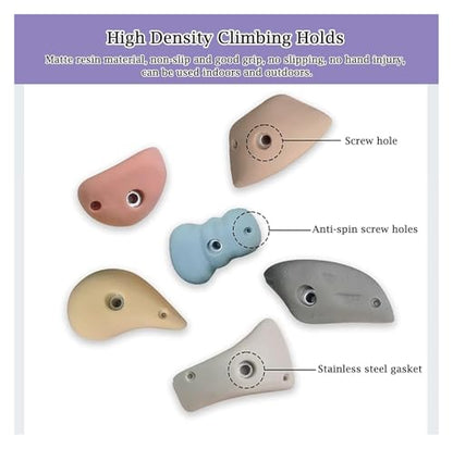 Climbing Kit,Climbing Holds, Climbing Holds Hand Grip Points, Resin Climbing Stones for Adult Indoor Outdoor, Premium Macaron Climbing(Plank Installation) - size: Plank installation