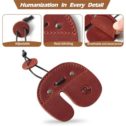 Ringsun Leather Archery Finger Tabs,Handmade Archery Finger Guard for Shooting Practice Gear, Recurve Bow Fingers Tab - color: Red