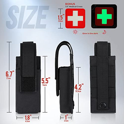 LIVANS Molle Tourniquet Holder, Tactical Shears Pouch, IFAK Scissor Holster | Medical Shear Holder, EMT Scissor Bag Fit for Tourniquet, Folding Knife, Tactical Flashlight, Pistol Mag Pouch Small Tool Bag - color: Black