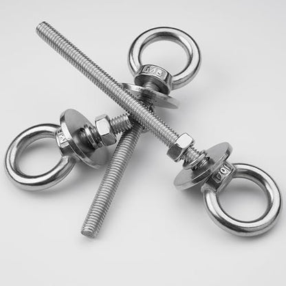 4 Pack M8 Stainless Steel Eye Bolts with Nuts, 5/16" x 1" Eye Bolts | 304 Stainless Steel Eye Bolt,Eye Bolts Heavy Duty for Hang Tie Down Outdoor,m8 eye bolt,Long Lifting Ring Eye Bolt - size: M8x26mm (5/16"x1")