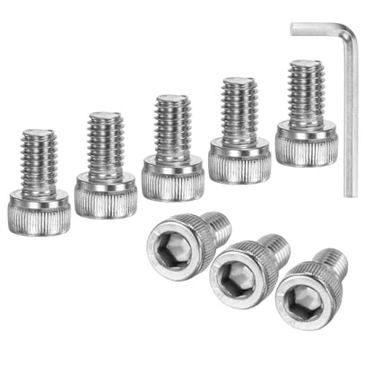 M METERXITY 20-Pack M6 x 10mm Socket Head Cap Screws, 304 Stainless Steel Hex Machine Bolts, Allen Socket Drive Screw with Hex Wrench for Repair/DIY, Fully Threaded Fasteners Kit [Silver] - size: M6 x 10mm