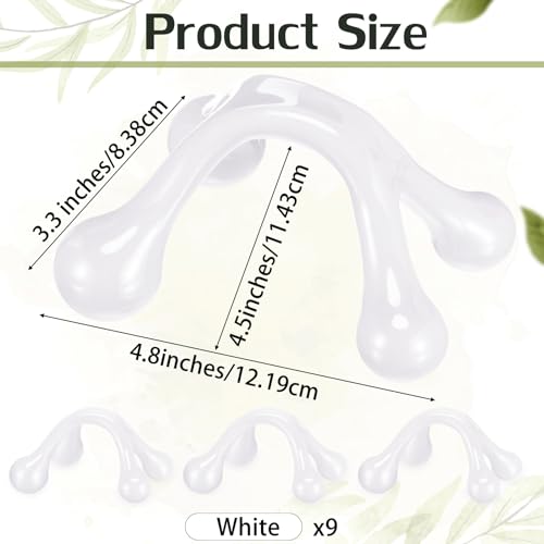 Liliful 9 Pcs 4 Point Massage Tools Small Hook Massager Handheld Palm Shaped Manual Back and Neck Massager Tools 4 Legged Hand Held for Body Muscles Arm Shoulder Leg (White) - color: White