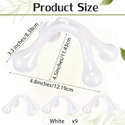 Liliful 9 Pcs 4 Point Massage Tools Small Hook Massager Handheld Palm Shaped Manual Back and Neck Massager Tools 4 Legged Hand Held for Body Muscles Arm Shoulder Leg (White) - color: White
