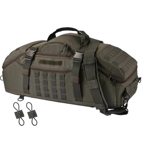 55L Large Travel Gym Duffle Bag Military Tactical Backpack, Army Pack 3 Day Bug Out Bag Rucksack for Outdoor Sport Hiking Camping with Molle System, Olive - color: Olive Green, size: 55L