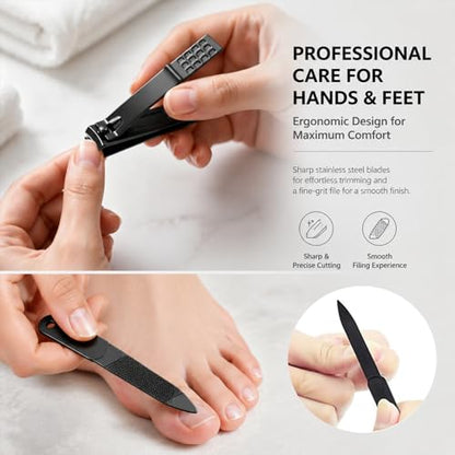 Manicure Set Gift Ideal for Husband,Stocking Stuffers for Men and Teen Boy | Sharp Carbon Steel Clippers Trim Fingernails and Toenails; A Christmas Essential Your Boyfriend and Dad Will Use