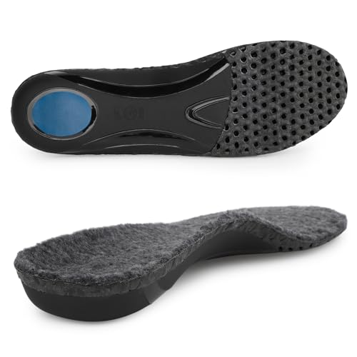 riemot Women's Arch Support Warm Insoles Comfort Replacement Shoe Inserts Lamb Wool Plantar Fasciitis Relief High Arch Orthotics Inserts for Work Boots Slippers Grey US6/ EU37 - color: Winter Grey, size: US 6 Women