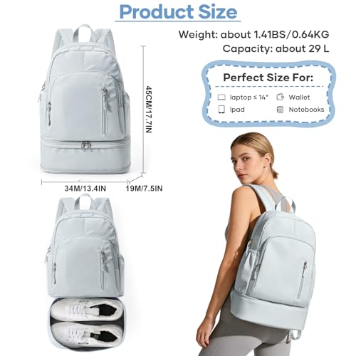 Gym Backpack for Women, Dance Volleyball Backpacks With Shoe Compartment | For Yoga Fitness Beach Hiking Sports - color: Blue