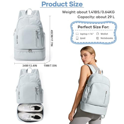 Gym Backpack for Women, Dance Volleyball Backpacks With Shoe Compartment | For Yoga Fitness Beach Hiking Sports - color: Blue