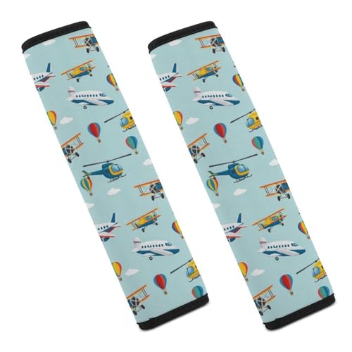 2PCS Universal Soft and Comfortable Seat Belt Cover for Kids, All Vehicles, Cute Airplane Pilot Plane Aircraft Shoulder Protector, Comfortable Driving - color: Pattern 480