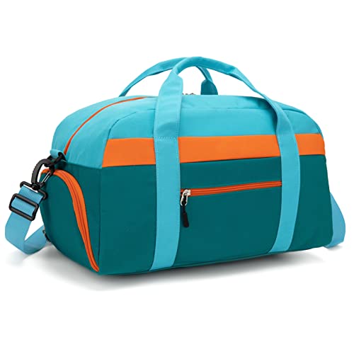 Small Kids Duffle Bag for Boys or Girls, 18" Length, Blue Green | Fit Weekender, Sports Practice, or Overnight Travel - color: Blue Green