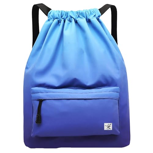 Waterproof Drawstring Bag, Gym Bag Sackpack Sports Beach Backpack for Men Women - color: 09-gradual Blue