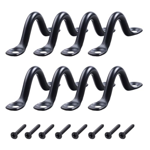 Black 316 Stainless Steel Pad Eye Straps, Marine Grade Footman Loop Kit with Screws & Expansion Anchors, Deck Loops for Bimini Boat Top, Kayak Tie Down, Wall Mount Rigging Hardware - size: 8 Set