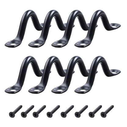 Black 316 Stainless Steel Pad Eye Straps, Marine Grade Footman Loop Kit with Screws & Expansion Anchors, Deck Loops for Bimini Boat Top, Kayak Tie Down, Wall Mount Rigging Hardware - size: 8 Set
