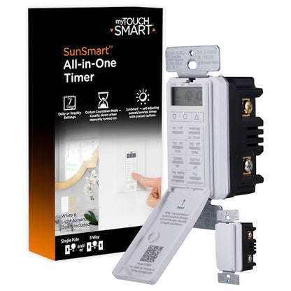 myTouchSmart 33861 LE One in-Wall Digital Timer, Push Door Switch, Backlit LED Screen, 8 Custom On/Off Times, Countdown Mode, Daily/Weekly Set, Off & Countdown - size: All-In-One