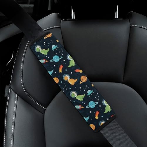 2 Pack Breathable Car Seat Belt Pad for Child, Stroller Pushchair High Chair, Cartoon Dinosaur Planet Space Neck Strap Covers, Neck and Shoulder Support - color: Pattern 1200