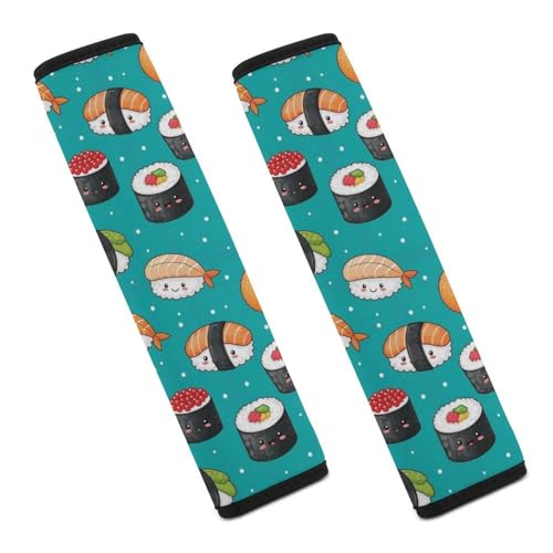 1 Pair Universal Soft and Comfortable Car Seat Belt Pad for Girls and Boys, Most Cars, Funny Food Sushi Harness Pads Strap, Neck and Shoulder Support - color: Pattern 791