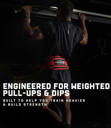 Gymreapers Dip Belt With Chain For Weightlifting, Pull Ups, Dips - Heavy Duty Steel Chain For Added Weight Training - color: Red