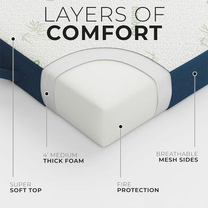 Cozzzi Trifold Foldable Mattress for Floor and Traveling with Removable Cover - Lightweight and Portable Foldable Mattress for Adults & Kids - Compact and Easy to Storage (75in x 25in x 4in) - size: Single (75in x 25in x 4in), style: Navy