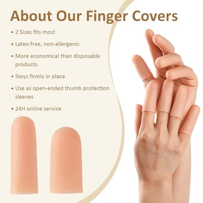 Gel Finger Cots, Silicone Finger Protectors, Fingertip Bandages Band-aids for Dry Skin, Cracked Fingertip Treatment,Thumb Protector Covers for Hand Eczema Finger Arthritis (20pcs)