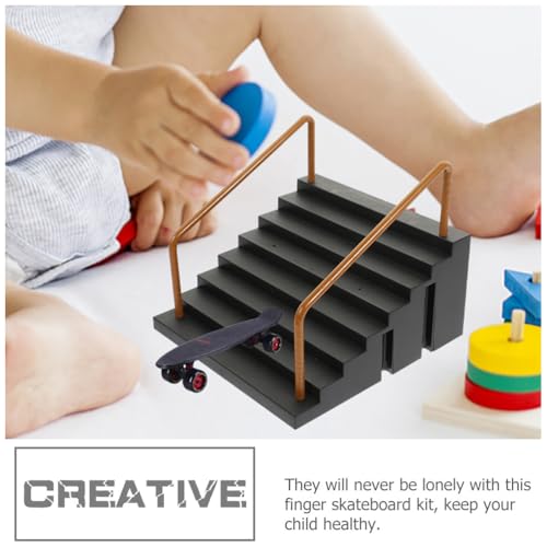 Gatuida Fingerboard Ramp Kit 2Pcs Mini Skateboard Park Accessories Finger Skateboard Obstacle Toy for Kids Indoor Play 5.51X5.11X4.52In