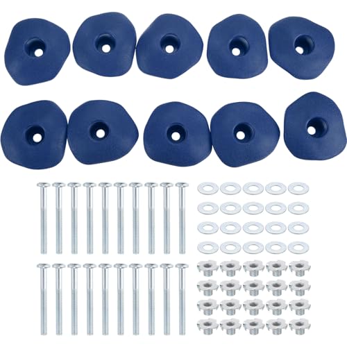 PATIKIL Rock Climbing Holds, Climbing Rock Wall Grips Play Set Climber Attachments with Single Holes for Playground - color: Blue, style: Blue-D