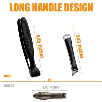 Precision Stainless Steel Heavy Duty Angled Head,Wide Jaw Clippers for Seniors and Man,Ingrown Toenail,Thick Nail.Long Handle, Extra-Large Slanted Nail Cutter.Men,Women,Elderly. (4PCS)