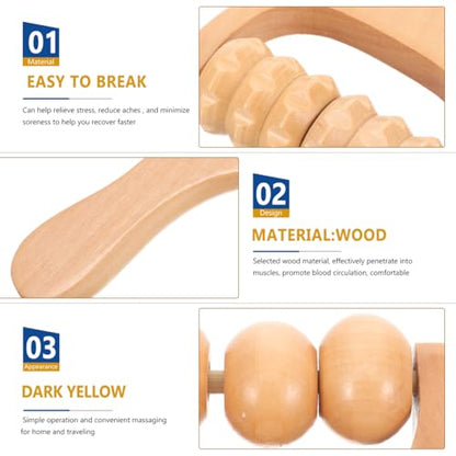 SHINEOFI 2Pcs Wooden Massage Roller, Hand Muscle Roller Stick, Bead Massage Tool for Legs, Manual Wood Therapy Tools for Arms Feet Shoulder Acupoint Tissue Relief