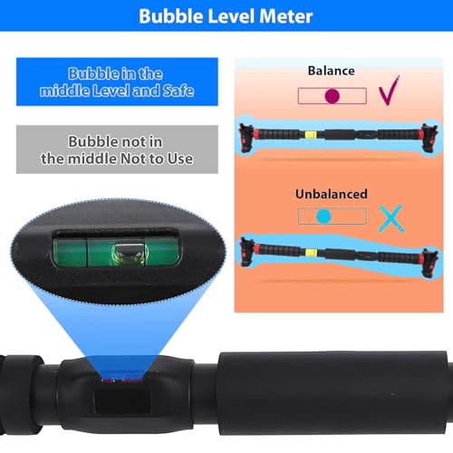 Pull Up Bar for Doorway,Adjustable Chin Up Bar for with Level Meter | 440 LBS Max Load,No Screws Needed - color: Red 3