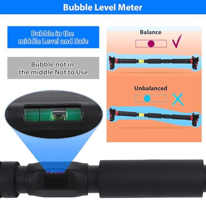 Pull Up Bar for Doorway,Adjustable Chin Up Bar for with Level Meter | 440 LBS Max Load,No Screws Needed - color: Red 3