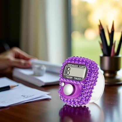 Electronic Tally Counter with Display, Resettable Portable Electronic Finger Counter for Golf, Track and Field, Lap Counting - color: Purple