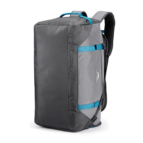 High Sierra Fairlead Convertible Duffel Bag, Lightweight and Durable Weekender Duffel, easily converts into backpack, 64L Capacity, Steel Gray/Mercury/Blue - color: Steel Grey/ Mercury, size: Convertible Backpack/Duffel
