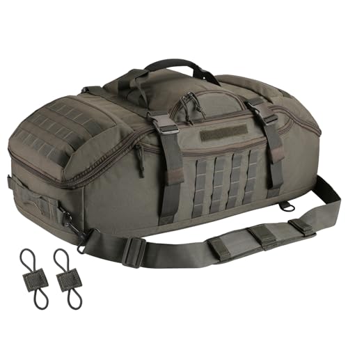 Hannibal Tactical 55L Large Duffle Bag, 3-in-1 Tactical Backpack MOLLE Pack for Sports, Gym, Outdoor, Olive Green - color: Olive Green, size: 55L