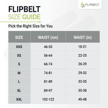 FlipBelt Classic Running Belt, Phone Holder for Running, Money Belt Pouch - color: Black, size: Small