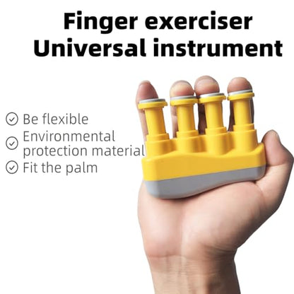 Finger Strengthener, Nalu Hand Grip Trainer Exerciser for Piano, Guitar, Bass, Ukulele Players, Plastic Material, Lightweight and Portable - Improve Finger Flexibility, Strength,1 Pack (Yellow+Gray) - color: Yellow+Gray