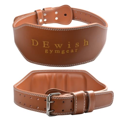 Leather Weightlifting Belt, 10 Adjustable Holes, 4”Width, Double Prong Power Belt for Gym Bodybuilding, weightlifting, powerlifting, squats and deadlifts - color: 6-Inch Brown, size: 33"-36"