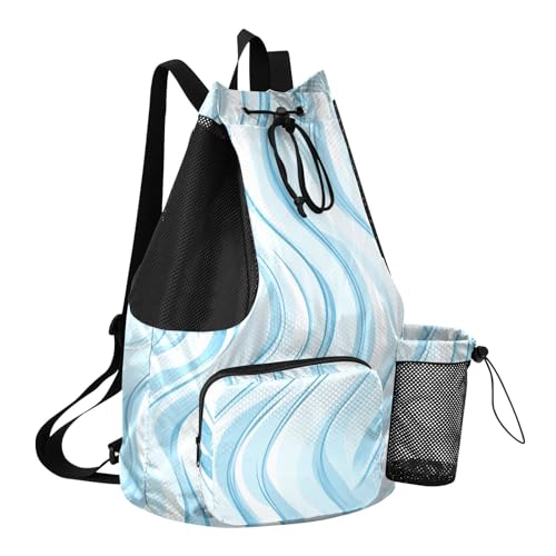Drawstring Climbing Gym Bag With Pockets Drawstring Gym Bags with Wet Dry Compartments Abstract Blue Water Wave