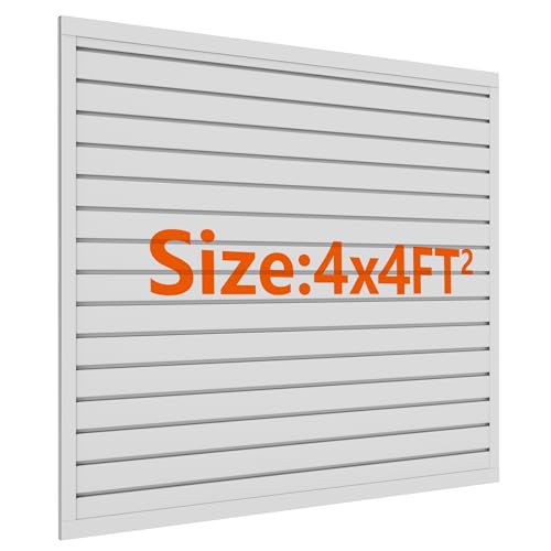 Slat Wall Paneling 4 x 4 ft, Garage Storage & Organization System, Grey | Heavy Duty Wall Mounted Tool Organizer, Slate Board Wall Rack for Tools, Power Equipment & Organization - color: Grey, size: 4ft x 4ft