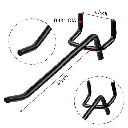 100 Pack Stainless Steel Pegboard Hooks, Hanging Peg Board Holders Peg Board Shelving Hooks 4 Inch Metal Display Hooks for Garage Storage Organizer(Black) - color: 100 Pack(Black)