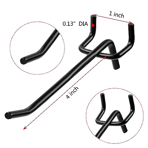 50 Pack Stainless Steel Pegboard Hooks, Hanging Peg Board Holders Peg Board Shelving Hooks 4 Inch Metal Display Hooks for Garage Storage Organizer(Black) - color: 50 Pack(Black)